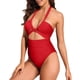 thumbnail image 1 of Gibobby Trajes de baño mujer una pieza Nuevo traje de baño con correas ajustado y sexy traje de baño para mujeres europeas y bikini de tamaño(Rojo,XL), 1 of 4