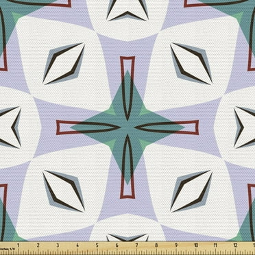 Modern Sofa Upholstery Fabric by the Yard, Abstract Composition of Geometrical Shapes in Pastel Colors Contemporary Design, Decorative Fabric for DIY & Home Accents, 5 Yards, Multicolor by Ambesonne