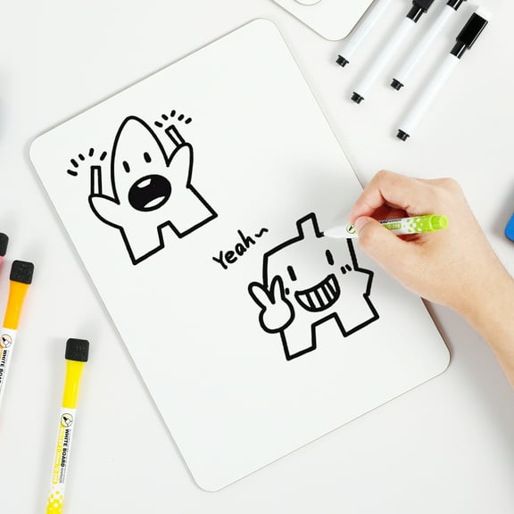 5 Pcs Mini Dry Erase Board Long Lasting Small White Board with Marker and Eraser Double Sided Dry Erase Whiteboard for Office Classroom Meeting Party Game