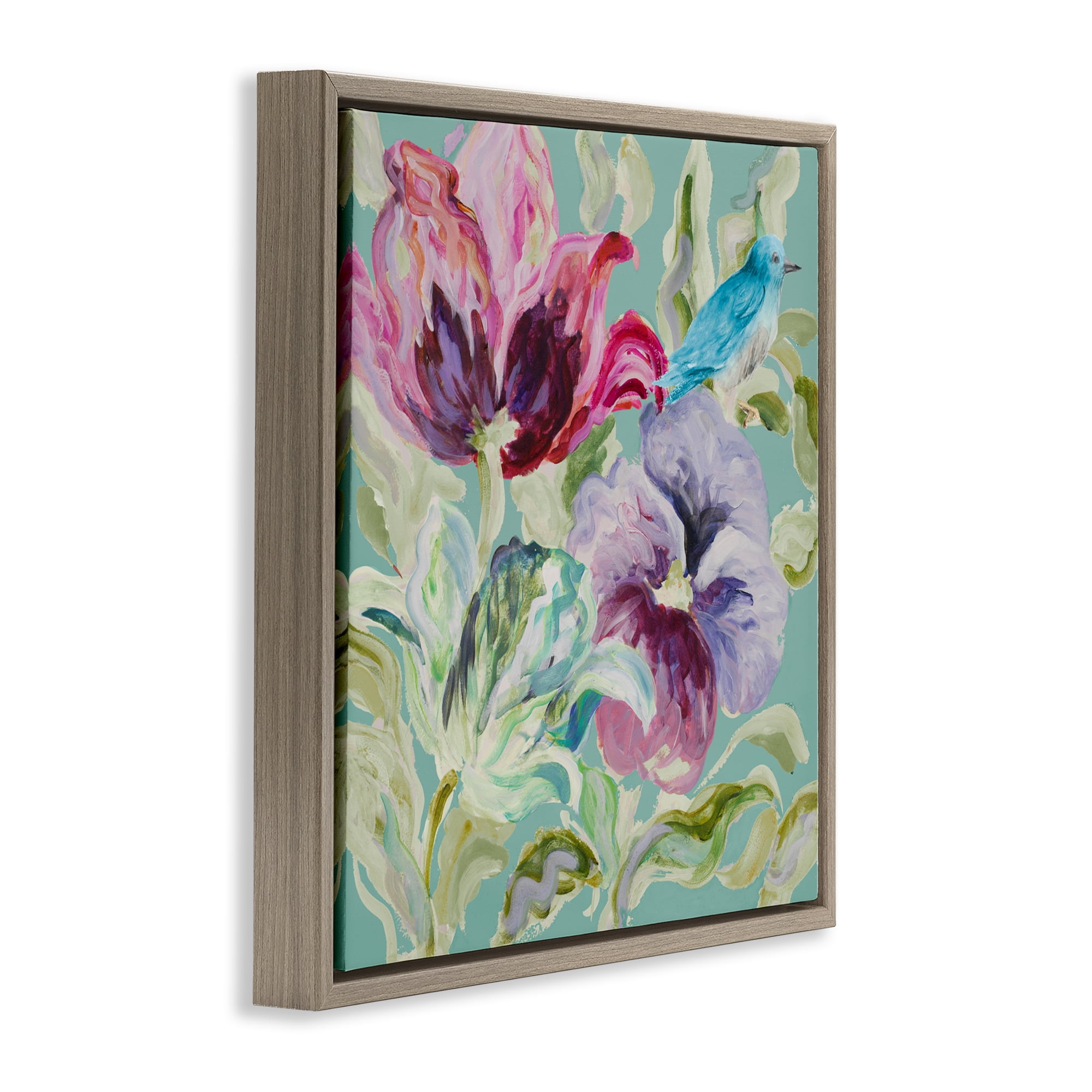 Stupell Industries Lyrical Garden Strokes Brown Framed Floater Canvas Wall Art, design by Lanie Loreth