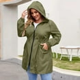 thumbnail image 3 of Women's Plus Size Lightweight Hooded Waterproof Windproof Solid Trench Coat Rain Jacket, Army Green, Size L, 3 of 4
