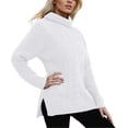 thumbnail image 4 of Daznico Women Solid Turtleneck Knitwear Retro Long Sleeve Sweater Slim Tops,Size M, 4 of 4