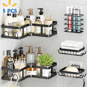 PHANCIR Corner Shower Caddy, 5-Shelf Stainless Steel, Black