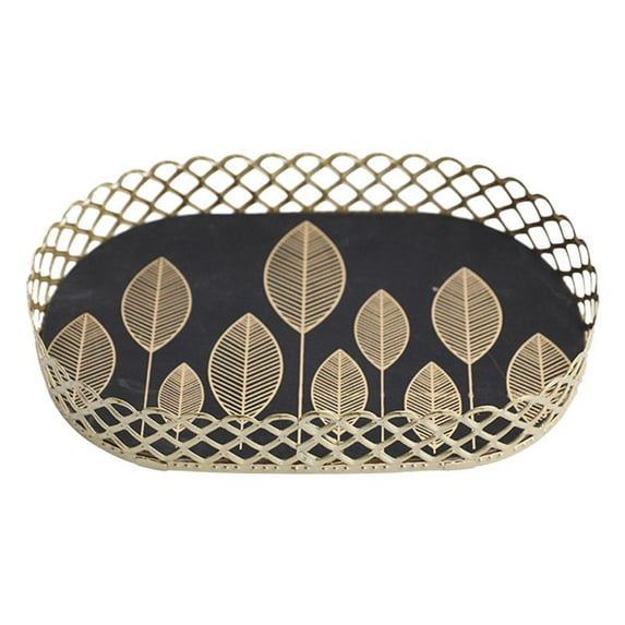 Storage Tray Decorative Tray Jewelry Store Basket for Dresser Desktop Decoration - Black Small leaves