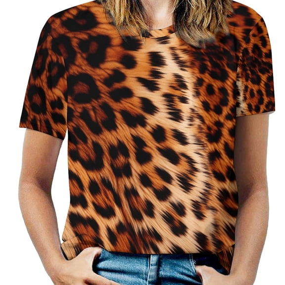 Leopard Print Pattern T Shirts Basic T-Shirt Short Sleeve Ladies Tee Shirt Summer Graphic Clothing
