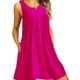 thumbnail image 3 of Vestido de mujer con botones plisados, camiseta informal con bolsillo, vestido sin mangas, rosa roja, L Inevent AP002060-43, 3 of 5
