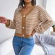 thumbnail image 4 of Puntoco Moda Mujer Otoño Invierno Rayas Manga Linterna Manga Larga Cardigan Suéter Abrigo tops Rollbacks Puntoco Puntoco-3947, 4 of 8