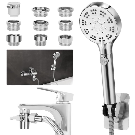 Handheld Shower Head Attachment Set with 79" Hose and 8 Adapters