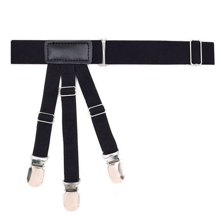 

Non-slip Shirt Clip Elastic Shirt Stays Garters Adjustable Thigh Shirt Tuck Suspenders Keepers Holder for Men Black