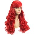 thumbnail image 2 of Peluca de sirena de pelo largo y rizado rojo para niños, peluca de Cosplay, peluca sintética Natural resistente al calor para mujeres, adecuada para fiesta de Halloween, 2 of 5