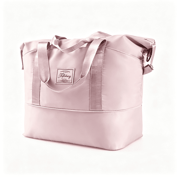 AOMRCOL Travel Duffel Bag - Large Shoulder Weekender Overnight Bag, Carry on Bags with Wet Pocket, Waterproof Expandable Duffel Bags with Trolley Sleeve for Sports Travel Gym, Pink