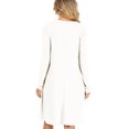 thumbnail image 4 of Women's A-Line Round Neck Long Sleeve Pockets Midi Dress, 4 of 5