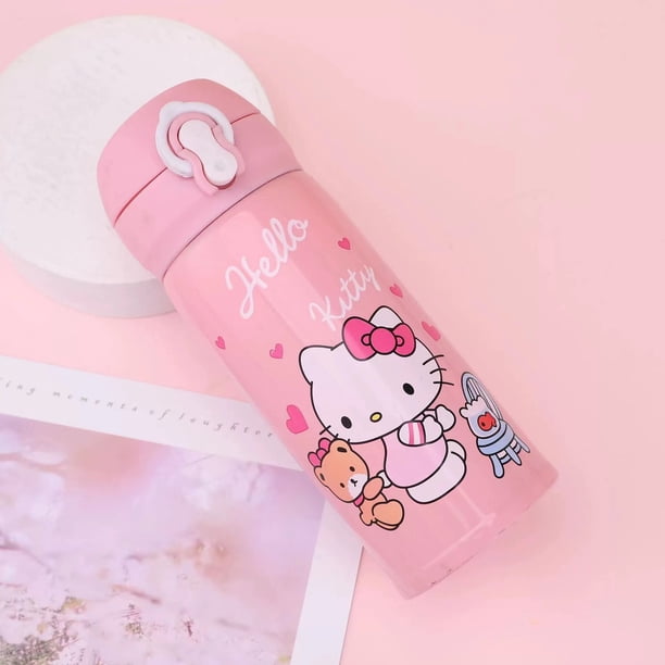 Taza Termo de hello cat para niños de dibujos animados, hervidor de acero inoxidable para estudiantes, taza de agua con bonito gatito rosa