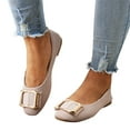 thumbnail image 3 of ZTTD Women Square Buckle Flat Shoes Slip On Shallow Mouth Simple Single Shoes Casual Shoes Work Shoes Pink, 3 of 6