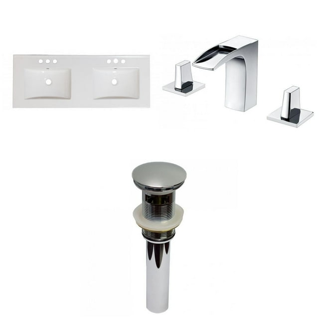American Imaginations 48-in. W 3H8-in. Ceramic Top Set In White Color - Overflow Drain Incl. AI-31685