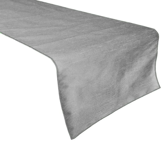 Faux Silk Dupioni Table Runner Silver Grey