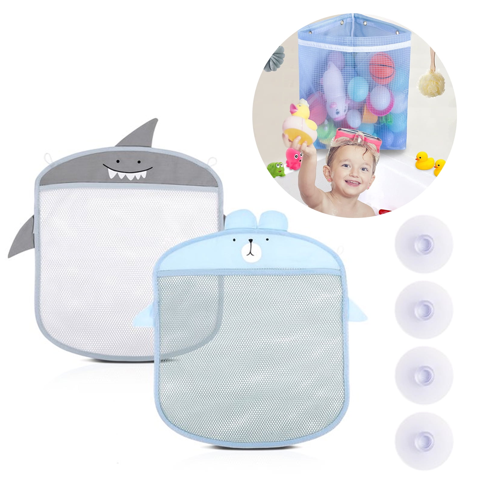 BUBABOX 2Pcs Mesh Bathtub Toy Holder, Bath Toy Organizer with Strong