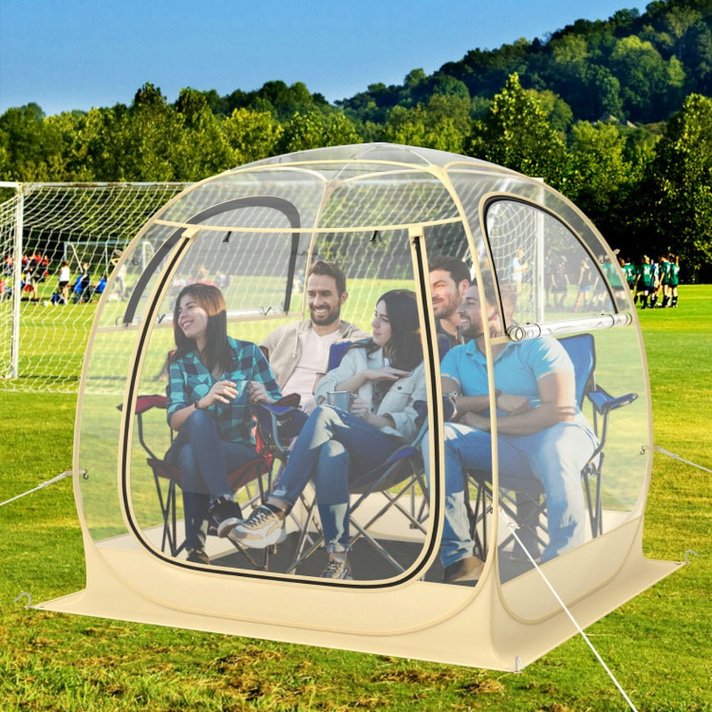Spaco Instant Pop up Sports Tent with Carrying Bag and Floor Mat for 1-2/5-6 People-M, Camping Tent for Outdoor as Garden, Yard, Clear