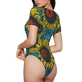 thumbnail image 3 of Naloa Sunflowers Women's Short-Sleeved Onesie, One-Piece Swimsuit for Parties, dates, clubs - Medium, 3 of 9