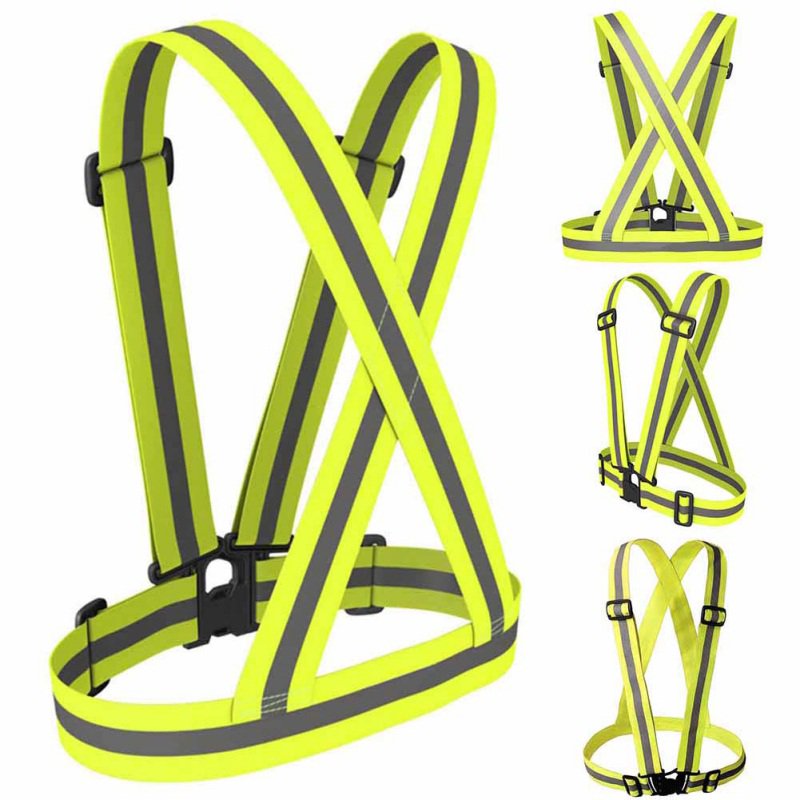 Reflective Vest Elastic Strap High Visibility Waistcoat Safety