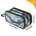 thumbnail image 3 of Abstract Navy Blue Marble Pencil Case Stationary Holder Pen Bag Pencil Pouch Tool Organizer 3 Compartments, 3 of 8