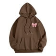 thumbnail image 7 of Godom Women Loose Hoodie Sweatshirt Solid Basic Fleece Letter Long Sleeve Kangaroo Pocket Drop Shoulder Pullovers Top, 7 of 7