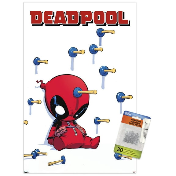 Marvel Comics Deadpool - Darts Wall Poster with Push Pins, 14.725" x 22.375"
