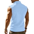 thumbnail image 3 of CIENVNSTG Men's Sweatshirt Zipper Vest Sleeveless Vest Gym Tops Light Blue 2XL, 3 of 3