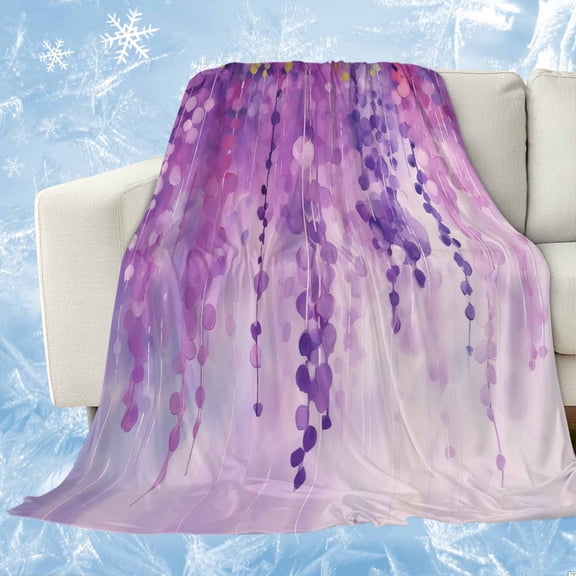 Purple Botanical Cooling Blanket,Lightweight Summer Throw Blanket with Double Sided Cold Effect,Watercolor Spring Floral Oil Painting Elegant Picnic Blankets Bed Sheet for Hot Sleepers 50"x60"