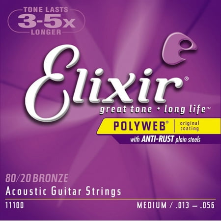 Elixir Polyweb 80/20 Bronze Medium Gauge Acoustic Strings