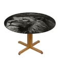 thumbnail image 3 of WYYP Outdoor Fitted Waterproof Round Tablecloth - A Majestic Lion Design White, 3 of 8