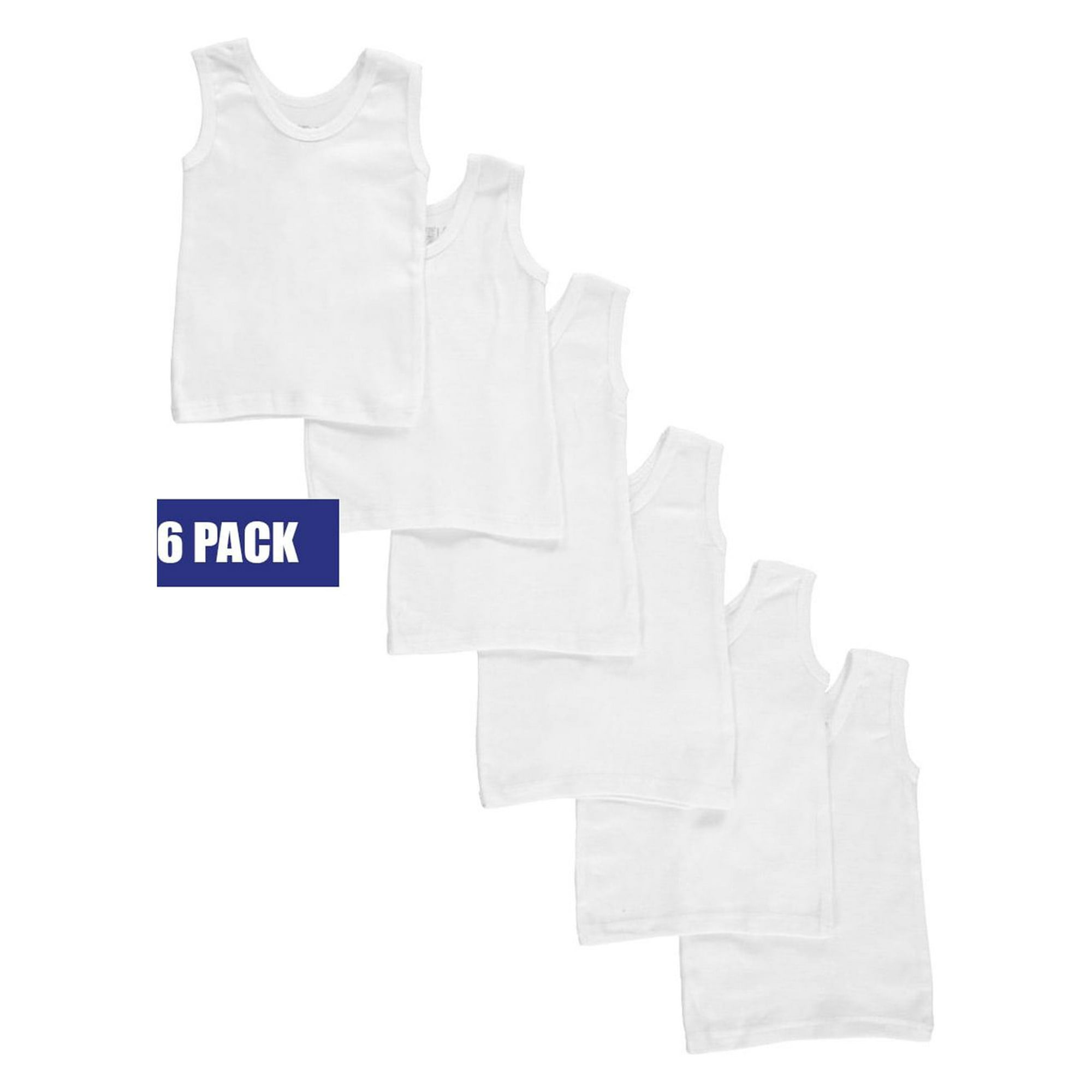 Bambini White Tank Tops, 6pk (Baby Boys or Baby Girls, Unisex) - Size S (6-12 Mo)