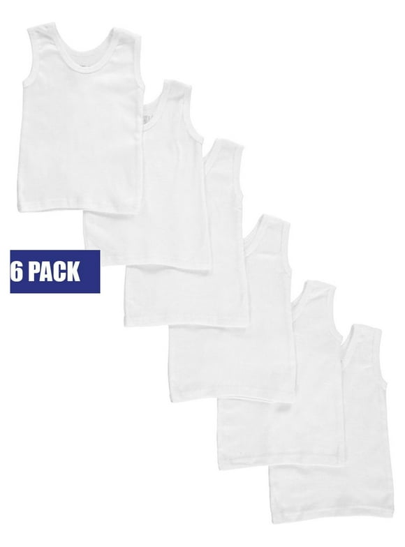 Bambini Unisex Baby 6-Pack Tank Tops - white, 0 - 6 months/up to 13 lbs (Newborn)