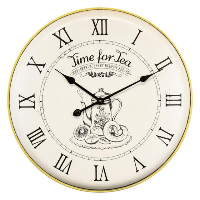 Yosemite 5140002 Horloge Murale Time for Tea, Jaune