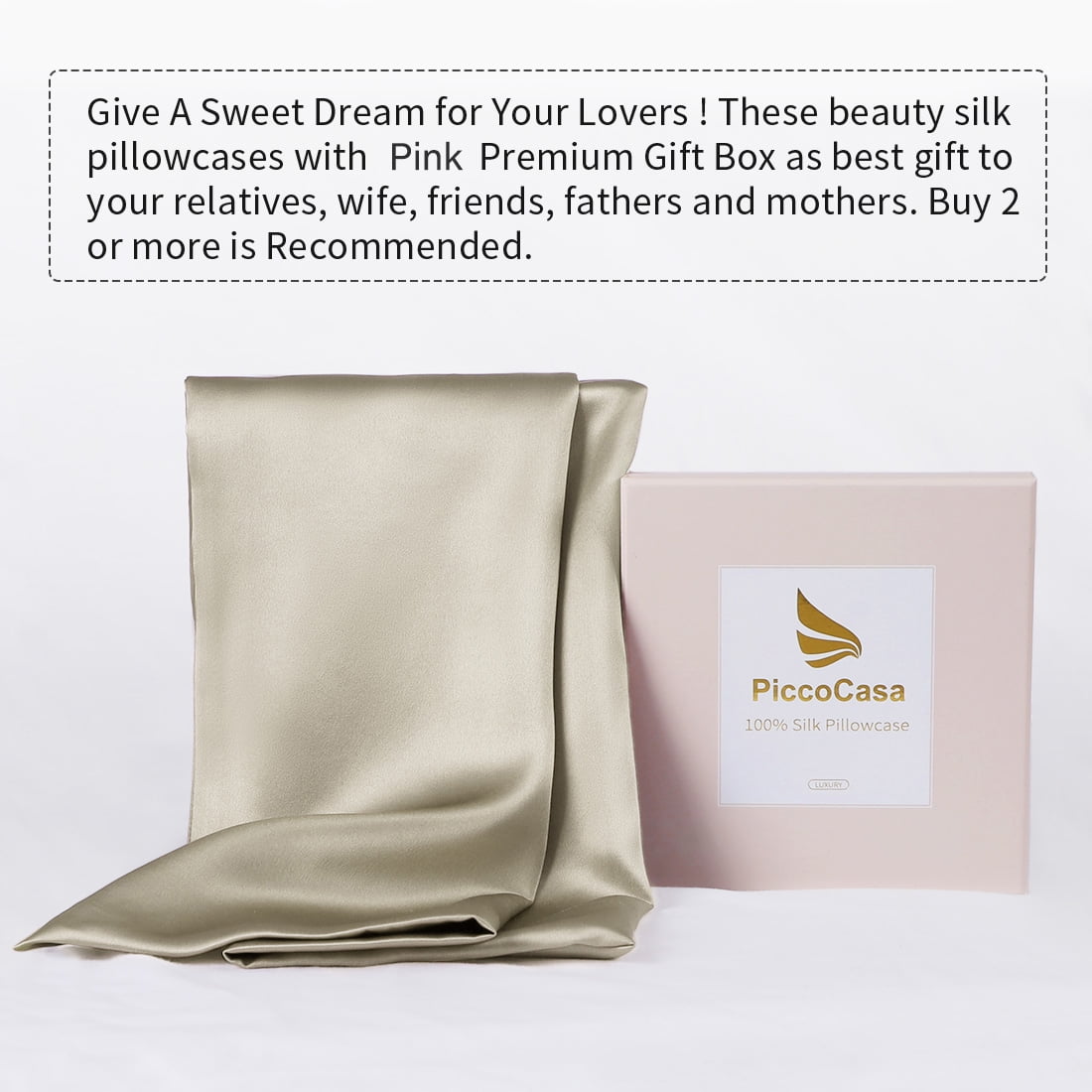 Unique Bargains 3 Pack 25 Momme Smooth Silk Pillowcase, Standard, Taupe