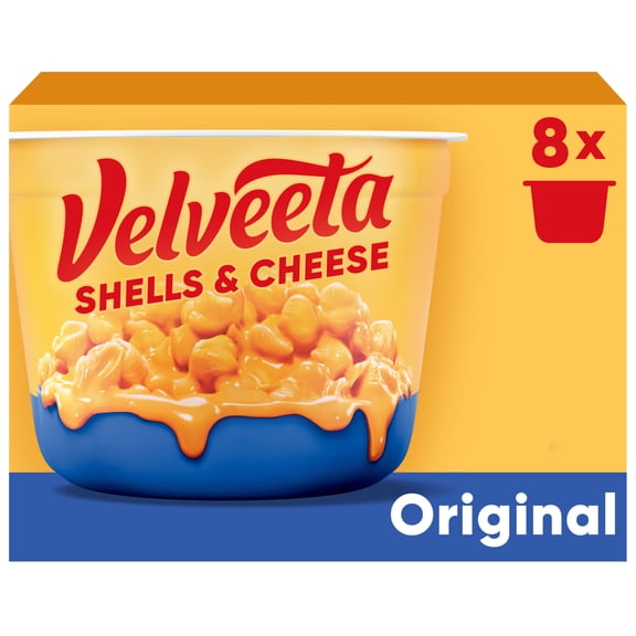 Velveeta Shells and Cheese Original Macaroni and Cheese Cups Easy Microwaveable Dinner, 8 ct Pack, 2.39 oz Cups