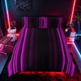 thumbnail image 2 of meiyoeat Modern Purple Striped Duvet Cover Set, Luxury Dark Gradient Bedding Full for Boys, Purple, Black Reversible3 Pieces, 1 Duvet Cover and 2 Pillowcases, 2 of 7