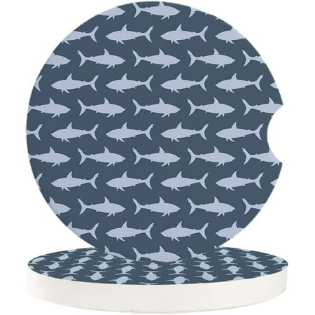 

FMSHPON Sea Silhouette Shark Set of 6 Car Coaster for Drinks Absorbent Ceramic Stone Coasters Cup Mat with Cork Base for Home Kitchen Room Coffee Table Bar Decor
