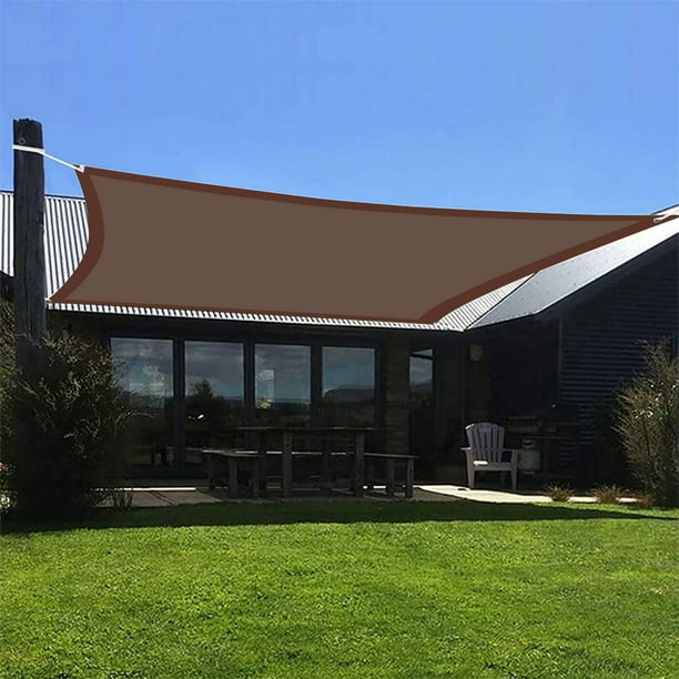 Vela rectangular con sombra solar para patio y piscina - Tela HDPE bloqueadora de UV al 95% - Toldo exterior color café