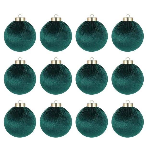 Decoraciones Del Árbol de Navidad 12 Paquetes de Terciopelo Flocado Ornamentos de Bola, Luces Del Árbol de Navidad a Prueba de Roturas 2.36 Pulgadas Grandes para la Decoración de la Corona Del Manto D