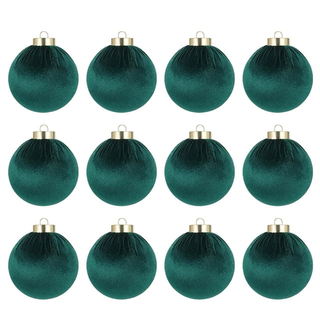 Christmas Tree Lights 12 Pack Velvet Balls Flocked Large Shatterproof 3.15Inch