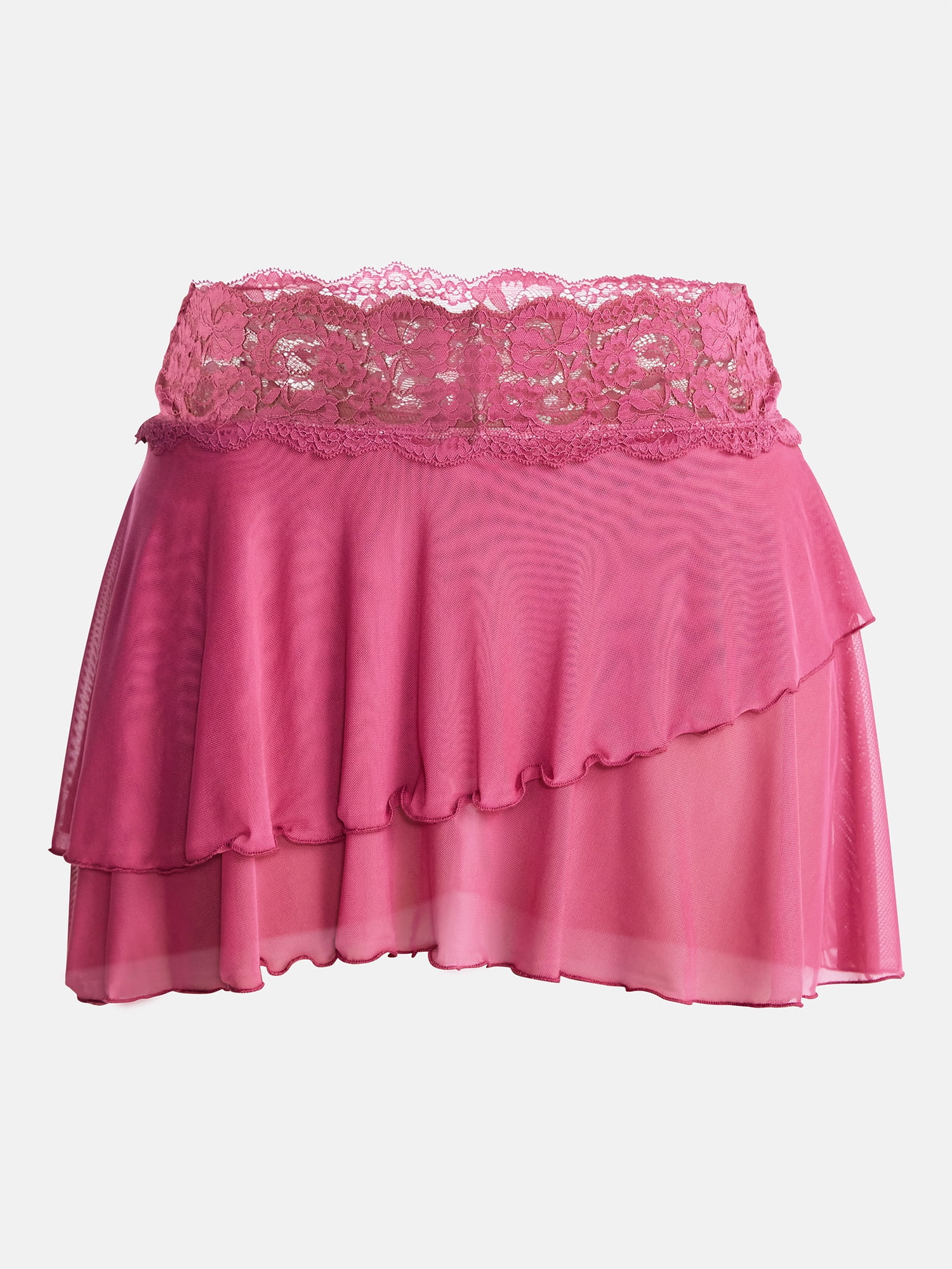 No Boundaries Lace Trim Mesh Mini Skort, Women’s XXS-XXL