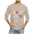 thumbnail image 1 of Camisas de Manga Larga para los Hombres Día de San Valentín Impresión Cuello Redondo Moda Casual, Mezcla de Poliéster de Lino de Algodón para Primavera Verano, 1 of 1