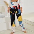 thumbnail image 3 of Colorful Cat Art Print Winter Female Pants Flannel High Waist Women Pants Lady Warm Straight Leg Plush Trousers, 3 of 7