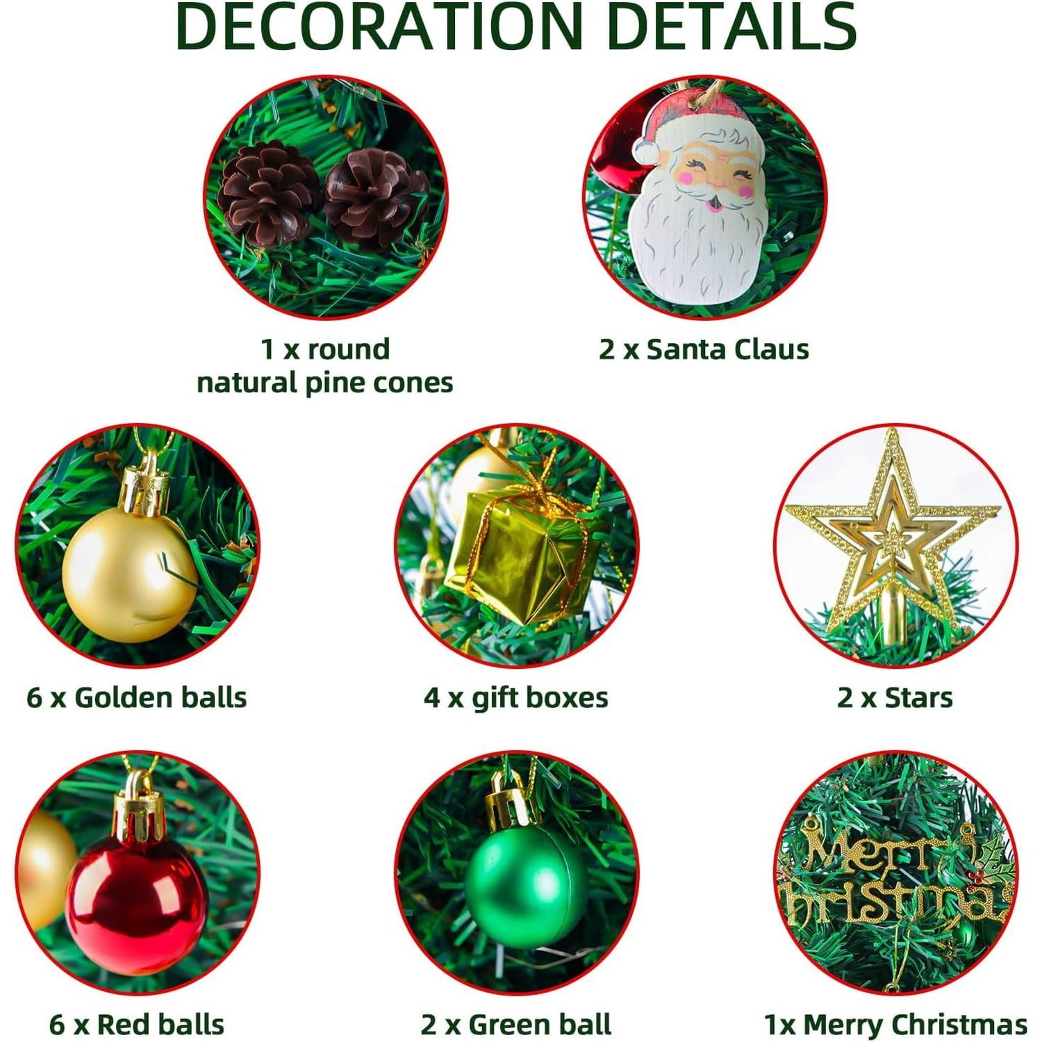 Pre-Lit Mini Christmas Tree with 30 LED Lights, Star Topper, Ornaments and Gift Boxes, 23 in Tabletop Holiday Decor for Desk, Home or Office