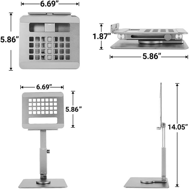 Tablet Stand Height Adjustable with 360° Rotating Base,Aluminum