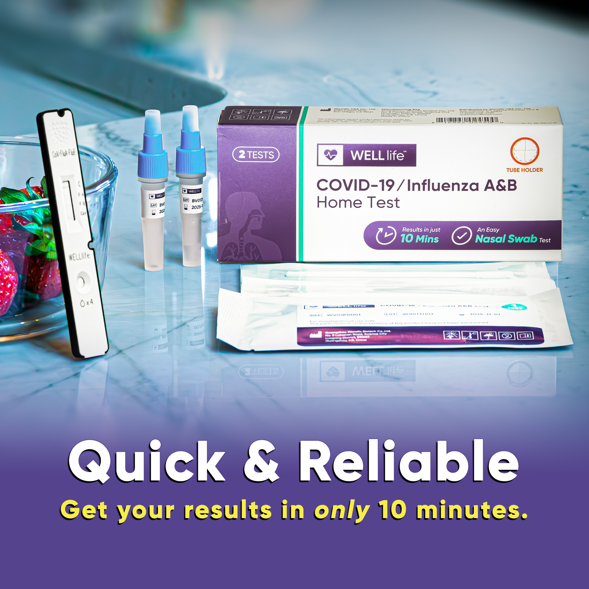 Prueba Casera WELLlife COVID-19/Influenza A y B, Autoprueba para Gripe A/B y COVID-19, Resultados en 10 Minutos con Hisopo Nasal No Invasivo, Autorizado por FDA EUA - [10 Pruebas] 6