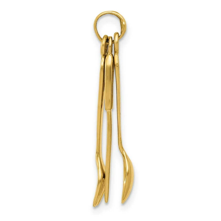 Enamel Butcher Knife, Spatula, & Spoon 14k Gold Charm