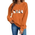thumbnail image 6 of Wenini Women's Halloween Black Cats and Ghost Print Sweatshirt Long Sleeve Crew Neck Sweatshirt Casual Pullover Top, 6 of 7