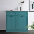 thumbnail image 4 of Tilt Out Trash Can Cabinet with Double Hidden Trash Can Holder, Kitchen Free Standing Recycling Cabinet,Dog Proof Trash Can,Wood (Teal), 4 of 18